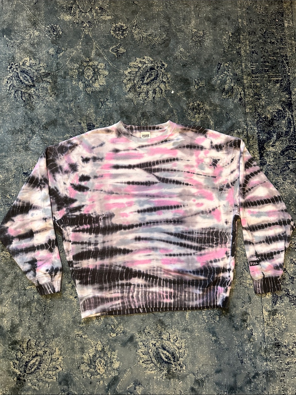 PINK Victoria's Secret Pink, Black & White Tie-Dye Crewneck Size xs